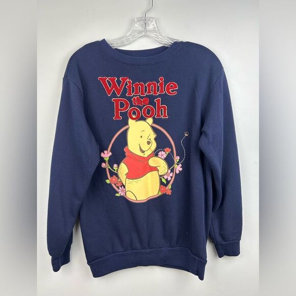 Disney Winnie the Pooh Navy Sweatshirt Chenille Lettering Vinyl Graphic XS 0-2 - Picture 2 of 16